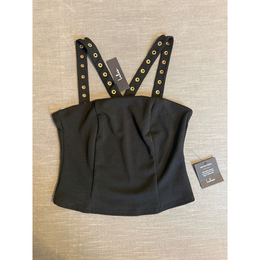 Lulus Kora Black Halter Crop Top Womens   T2780 Medium‎ NWT